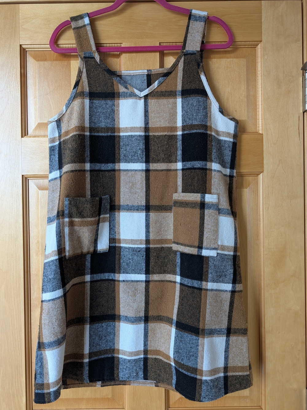 Black Brown & White Plaid Pinafore Dress Jumper